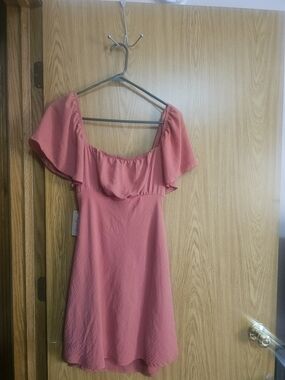 NWT Originality Emma Flutter Sleeve Tie-Back Mini Dress